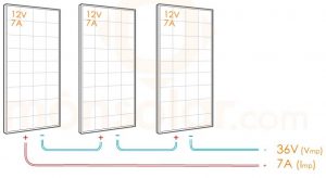 conexion serie de 3 placas solares de 12v