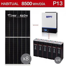 Kit solar fotovoltaico para vivienda permanente consumo 8.500Wh/día