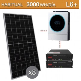 Kit solar Litio 5600W potencia y 3000Wh/día con batería de 7,2kwh - L6+