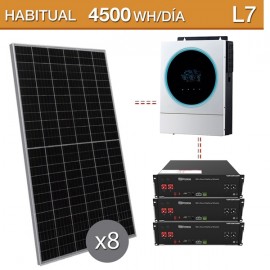 Kit solar Litio 5600W potencia y 4500Wh/día con batería de 10,8kwh - L7