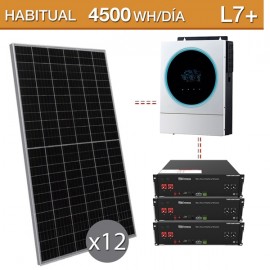 Kit solar Litio 5600W potencia y 4500Wh/día con batería de 10,8kwh - L7+