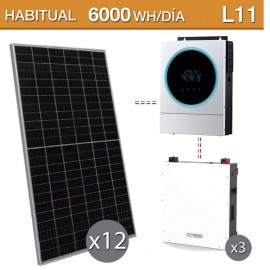 Kit solar Litio 5600W potencia y 6000Wh/día con batería de 14,4kwh - L11
