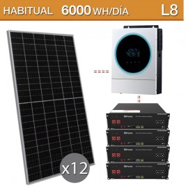 Kit solar Litio 5600W potencia y 6000Wh/día con batería de 14,4kwh - L8