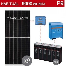kit solar para chalet habitual de consumo 9000Wh/dia