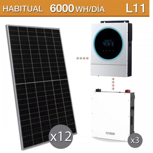 Kit solar aislado de 6000Wh/día y 6kW de potencia pico con baterías de  Litio