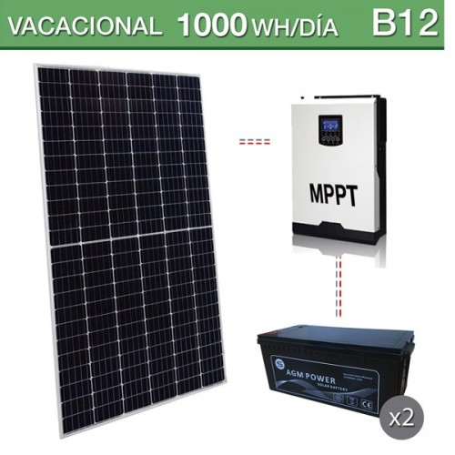 kit solar 3000W de potencia y consumo vacacional de 1000Wh/día