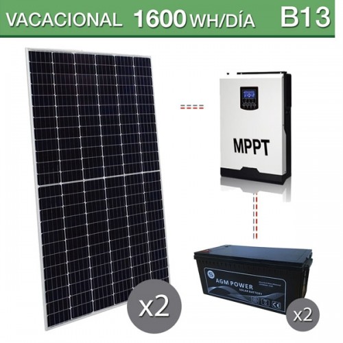 Kit solar para vivienda aislada de la red eléctrica. Ideal para uso de fin  de semana y verano. Energía solar gratuita para todos.