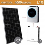 Kit solar Litio 5600W potencia y 4000Wh/día con batería de 9,6kwh - L10