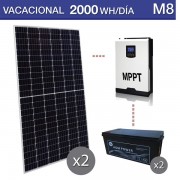 Kit solar uso verano de 2000Wh/día y baterías monoblock AGM